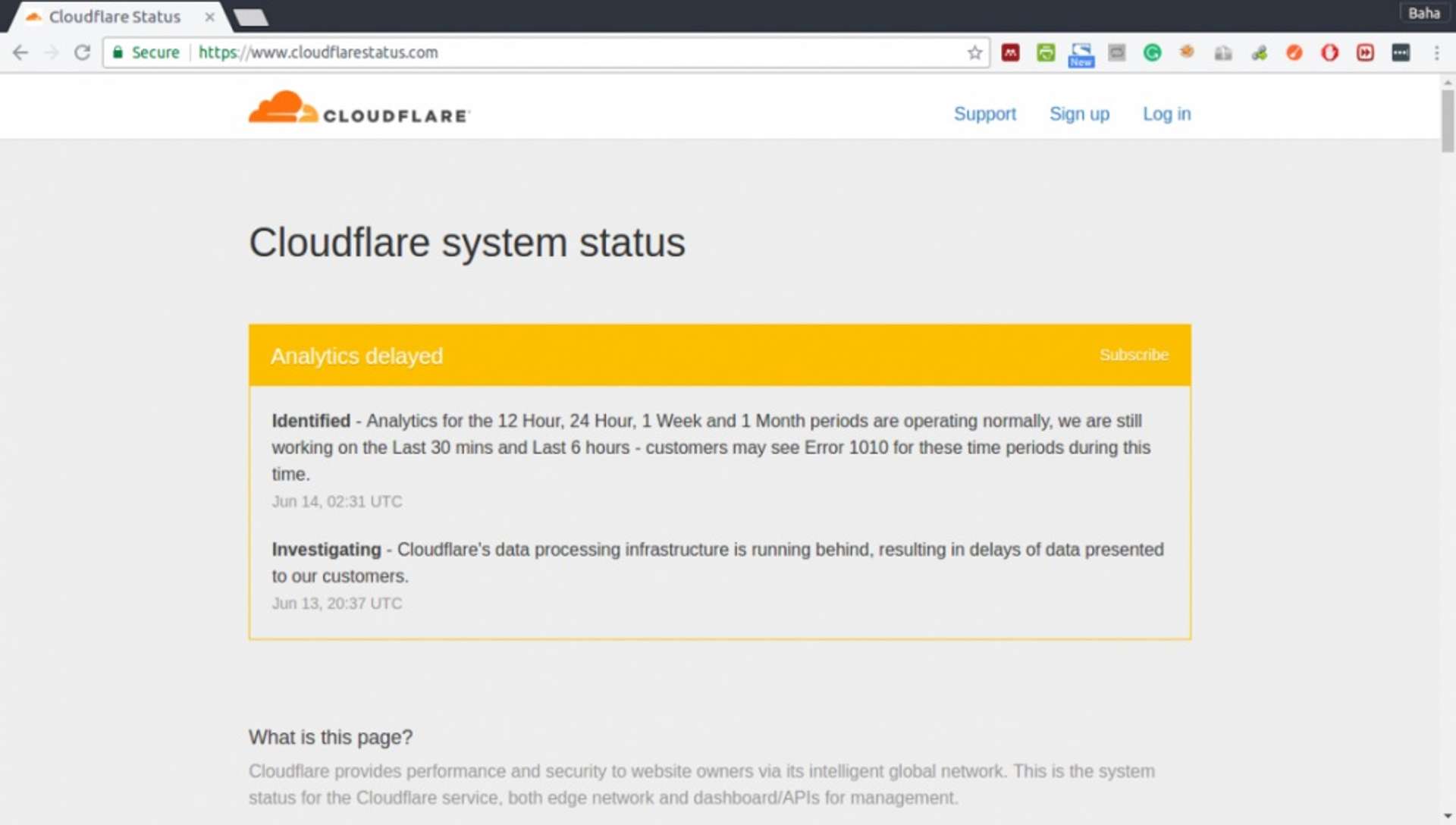 Cloudeflare System Status